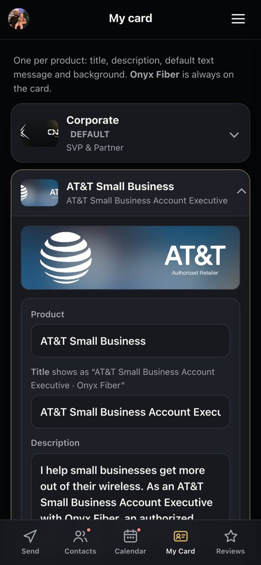 Template editor with one card per product